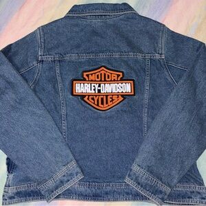 NWT Harley Davidson WOMEN'S size XL ESSENTIAL BAR & SHIELD DENIM JACKET blue